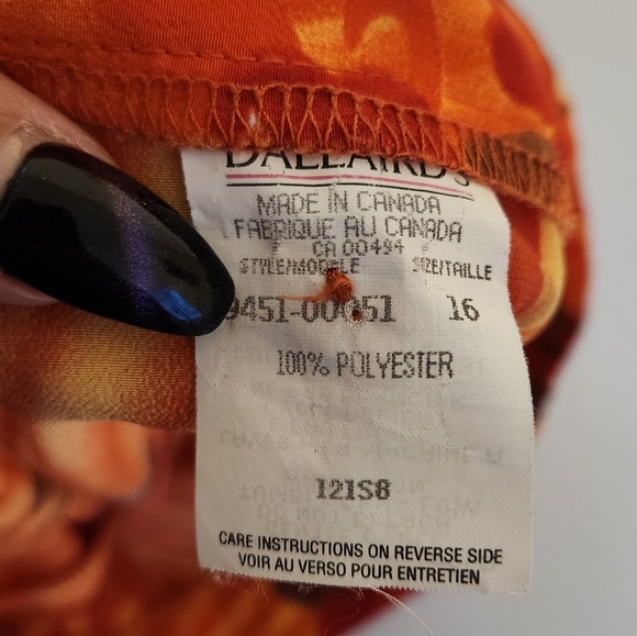 Vintage Midi Skirt 1990s Orange Floral Long Flowy 90s Buttons Cottagecore Large - Picture 6 of 9